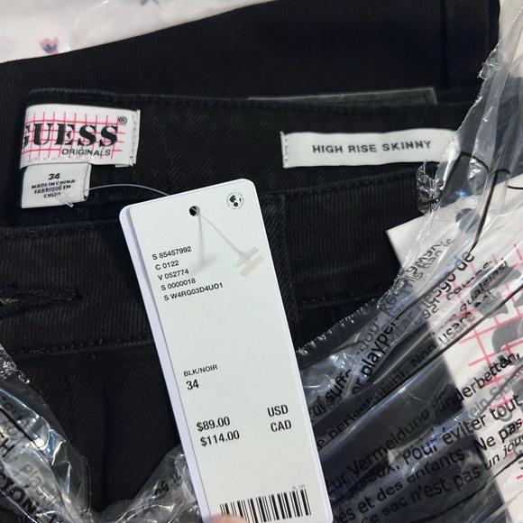 GUESS ORIGINALS Go Kit High-Waisted Skinny Jean in Black - Size 34 Waist - Picture 9 of 9